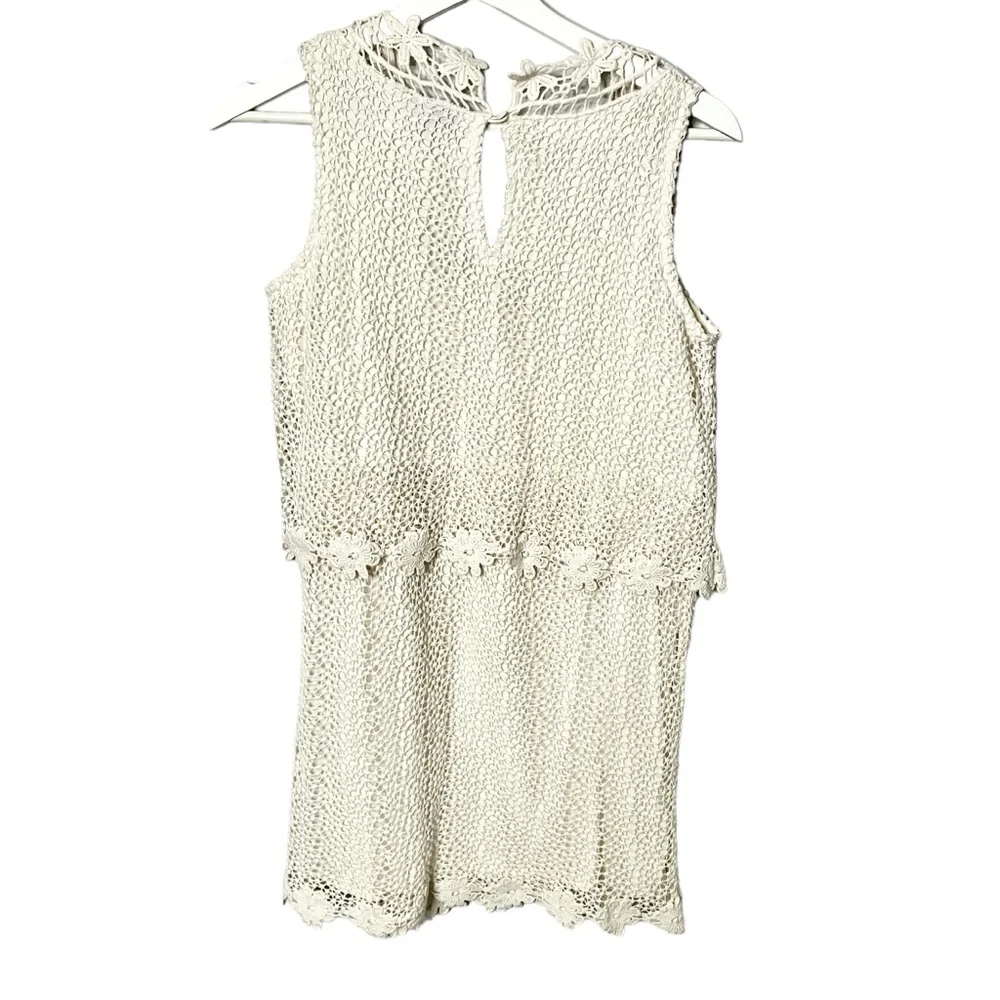 21. Top Shop Women’s Size 2 crochet mini dress ivory floral NWT - Picture 8 of 16